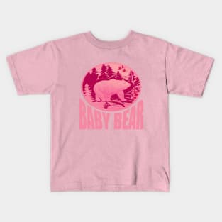 Pink Woodland Baby Bear Camping Cub Kids T-Shirt